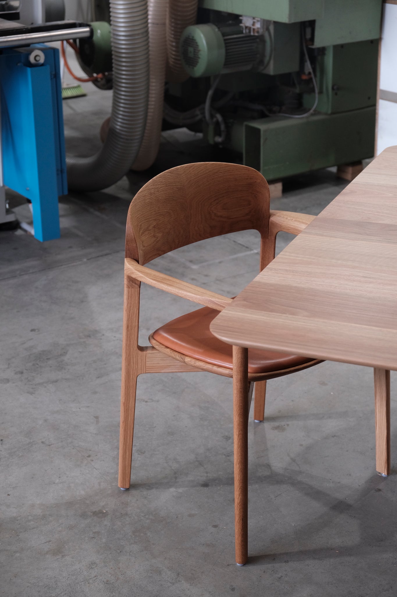 Dining chair and table in the workshop 