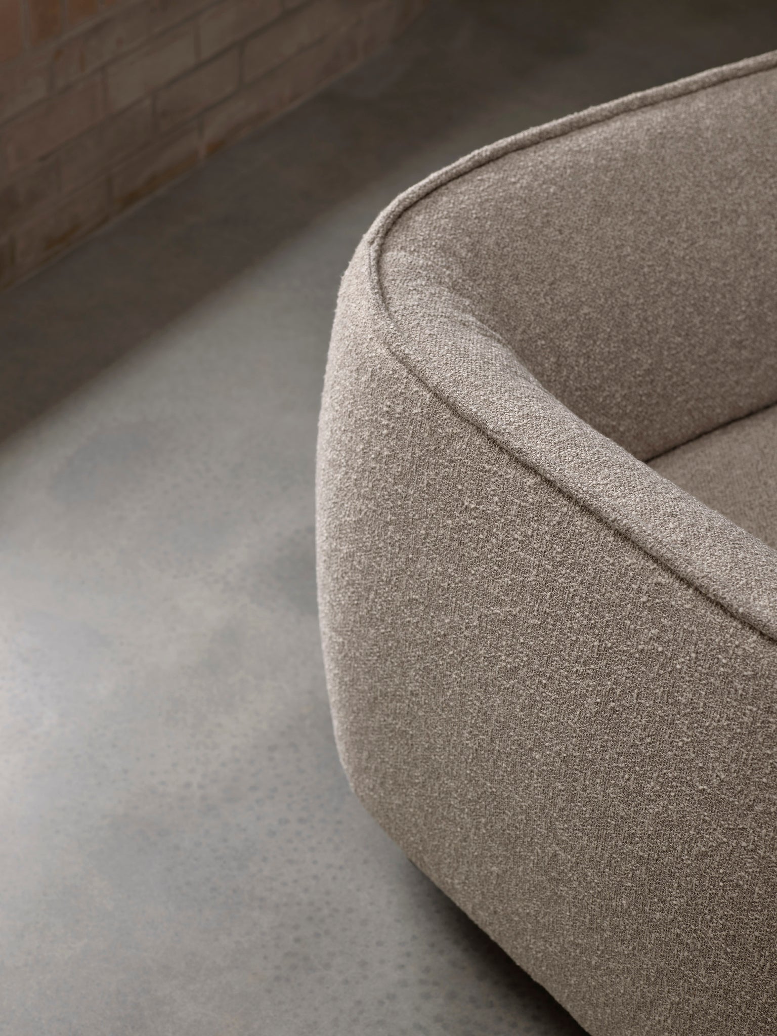 Mast Furniture Beam armchair detail of boucle upholstery