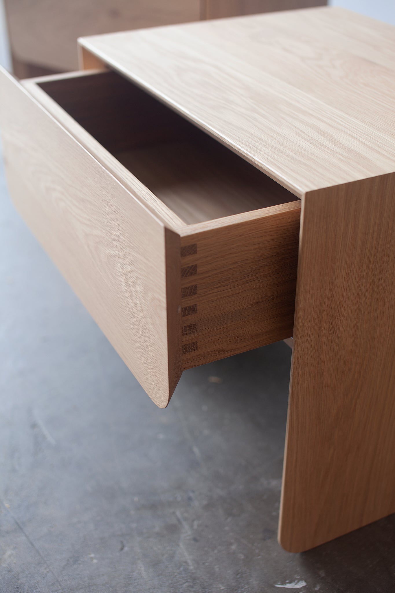 Mast Furniture Tacey bedside table drawer detail