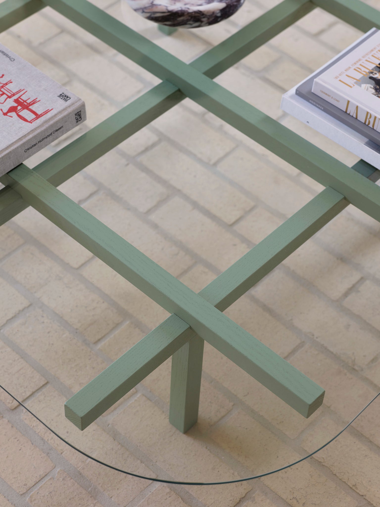 Mast Furniture Sticks Coffee Table Styled with Books