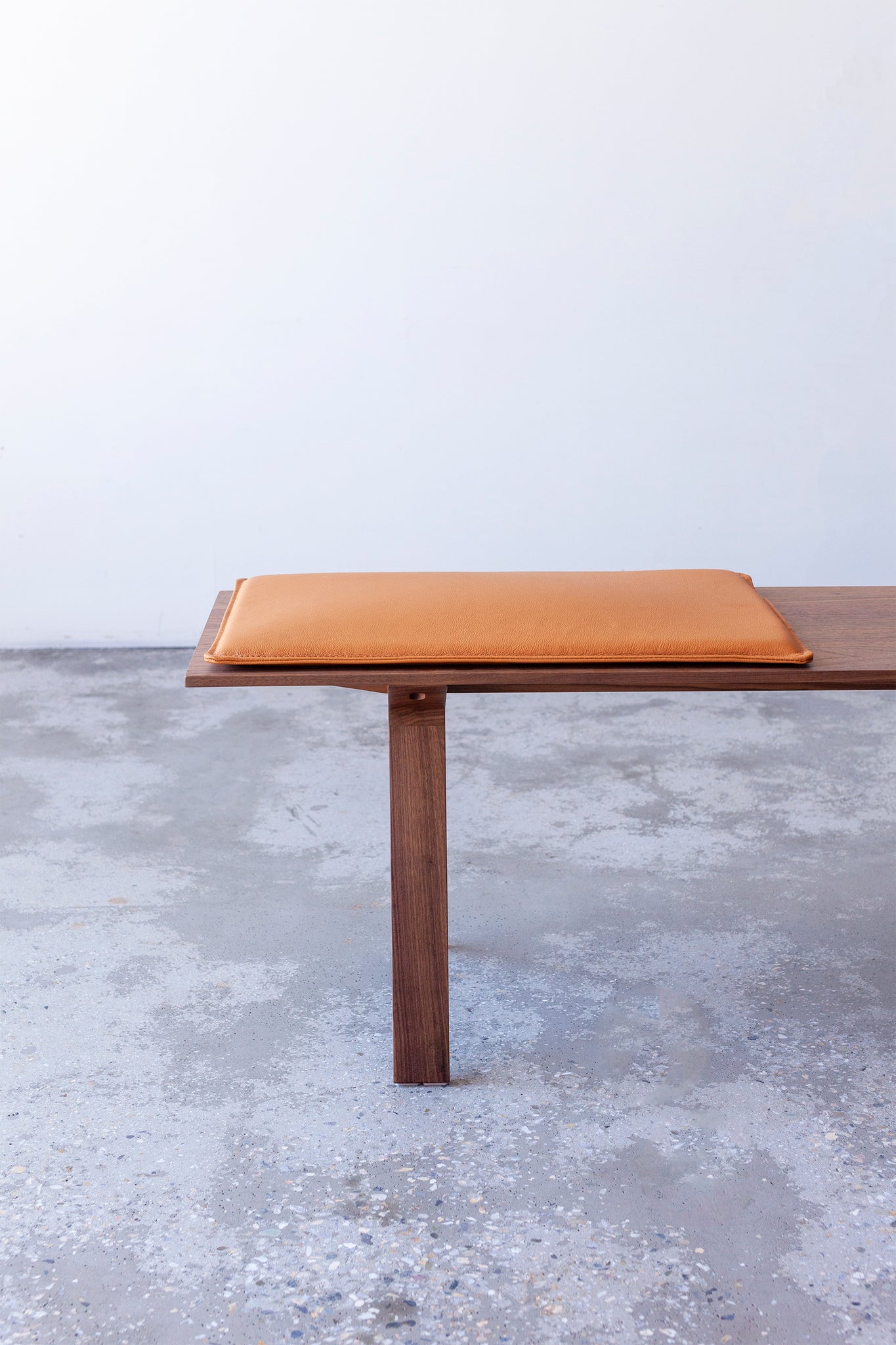 Louis bench in walnut with leather seatpad
