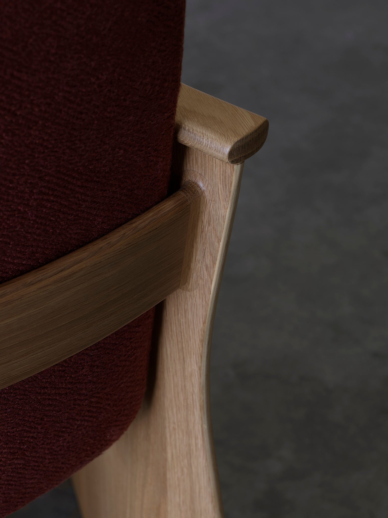 Mast furniture page chair in white oak detail of back