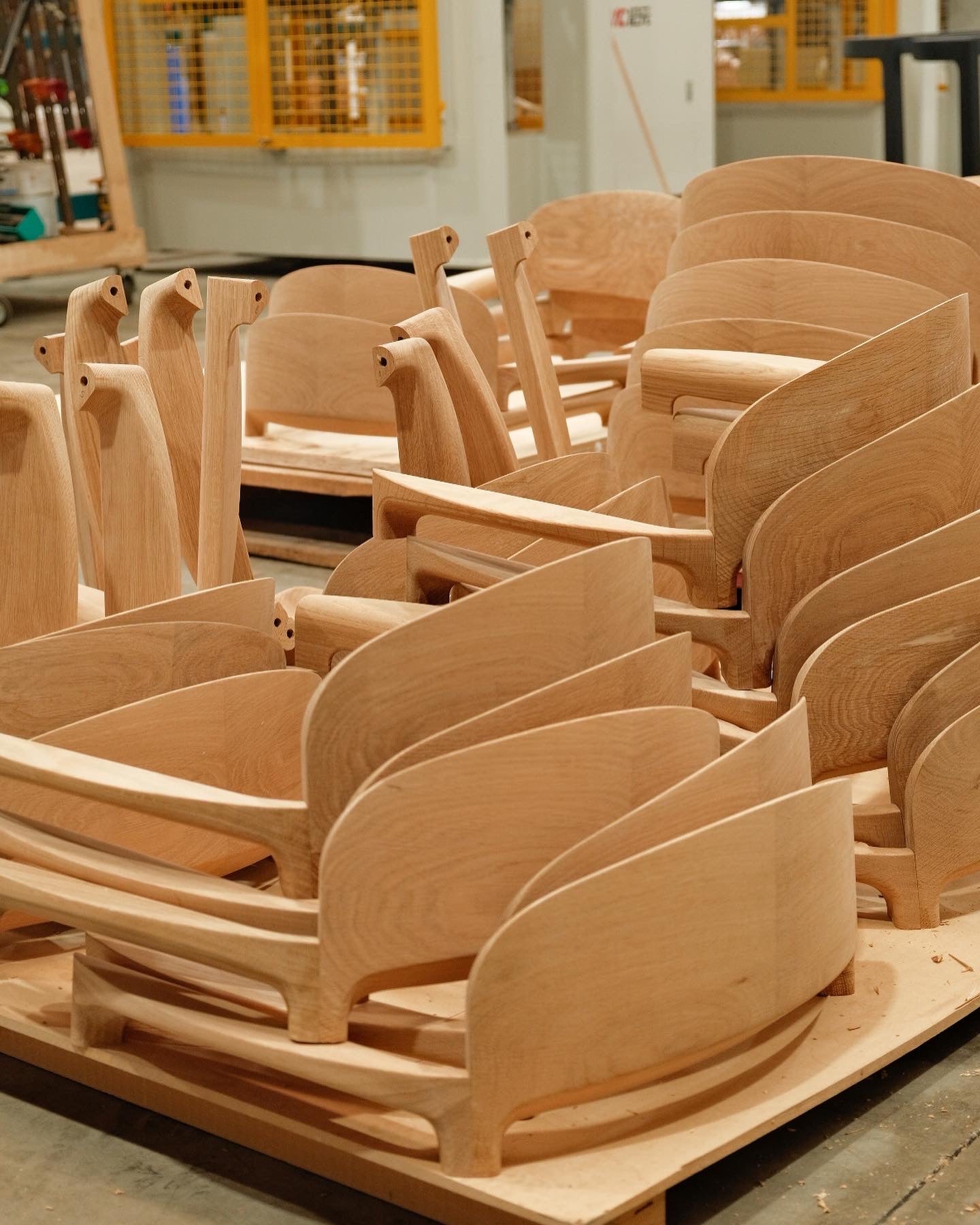 Modern dining chairs being made. 
